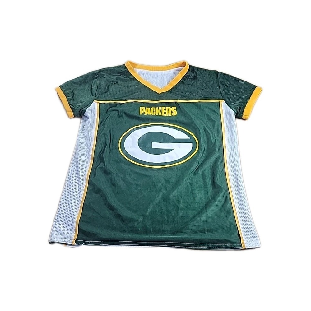 Green Bay Packers Youth MEDIUM Reversible NFL Flag Football Jersey Green‎ White